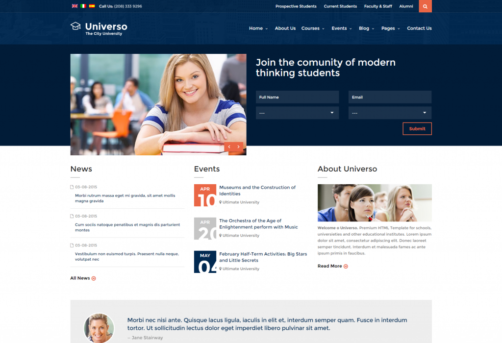 Universo Educational Course and University TemplateUniverso Educational Course and University Template