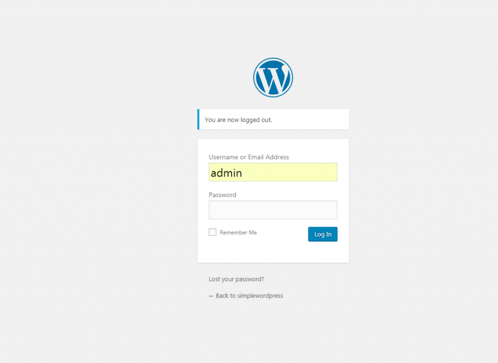 simplewordpress ‹ Log In