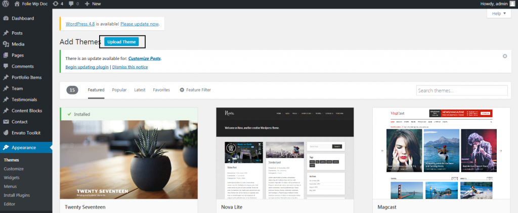 Add Themes ‹ Folie Wp Doc — WordPress