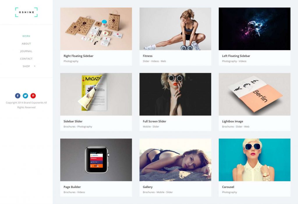 Oshine Portfolio WordPress theme