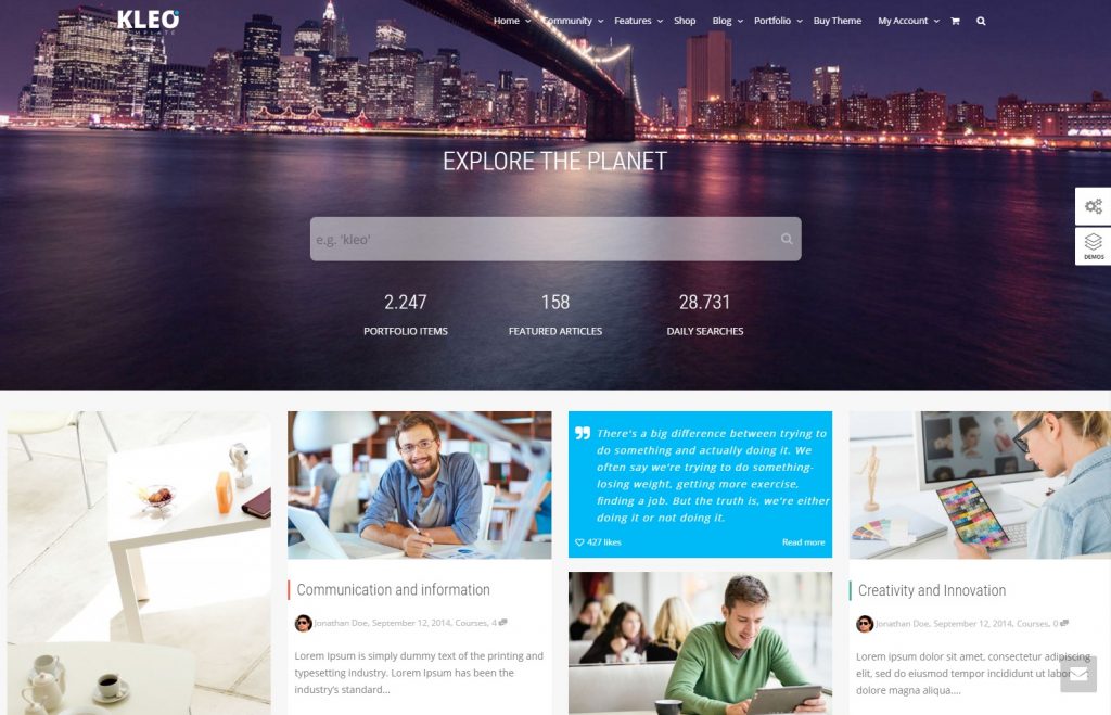 kleo community focused wordpress theme