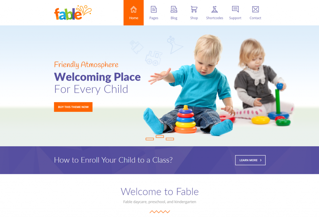 Fable Children Kindergarten WordPress Theme Home Style I