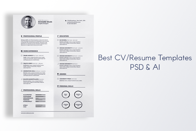 10+ Best Free CV/Resume Templates PSD & AI (2023)