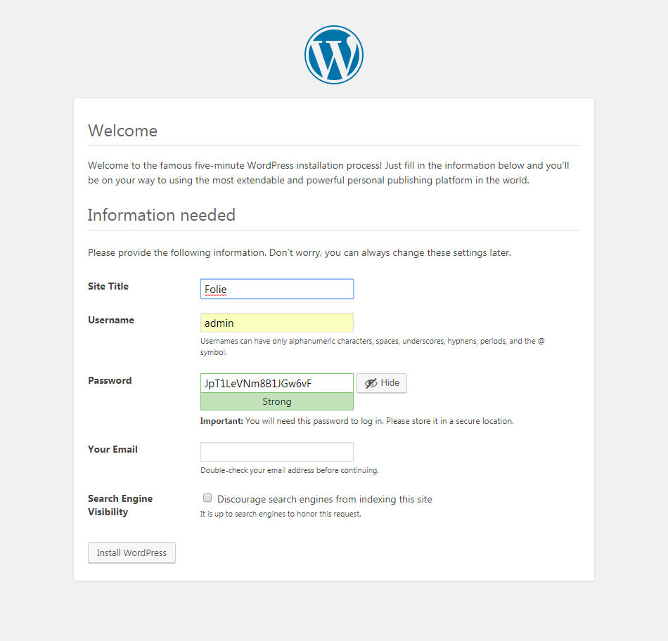 mamp wordpress dashboard