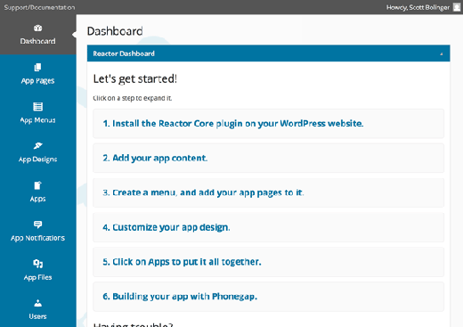 Reactor dashboard