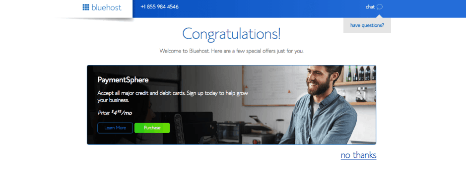 Bluehost Congratulations Hosting registered