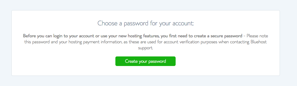 Choose account password on Bluehost