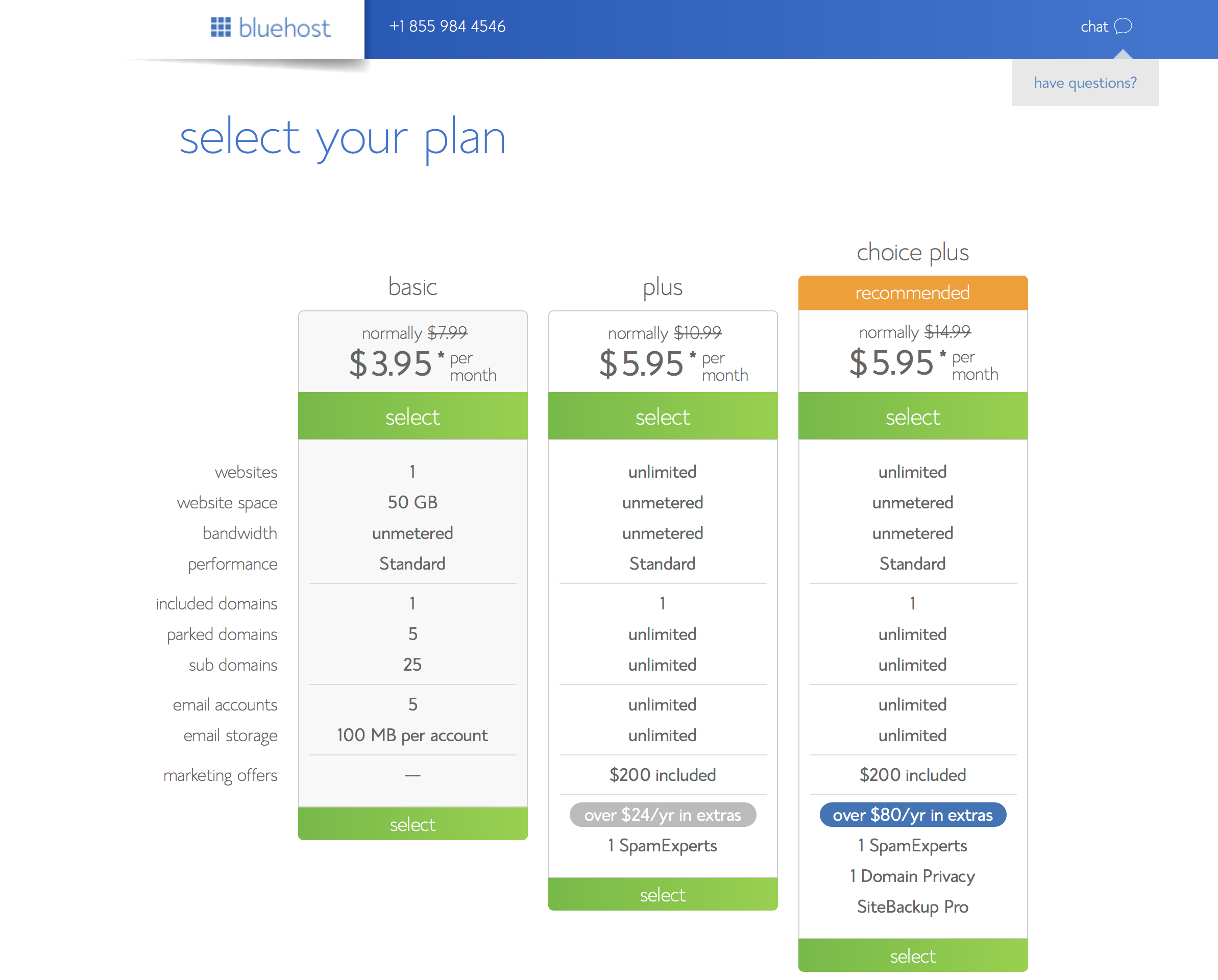 Select Hosting plan to start a WordPress blog