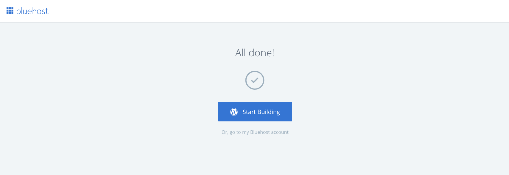 Bluehost all done message