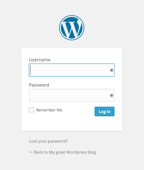 WordPress login screen