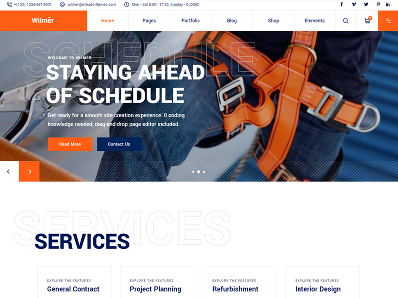 Best Wilmer Construction Company WordPress Theme 