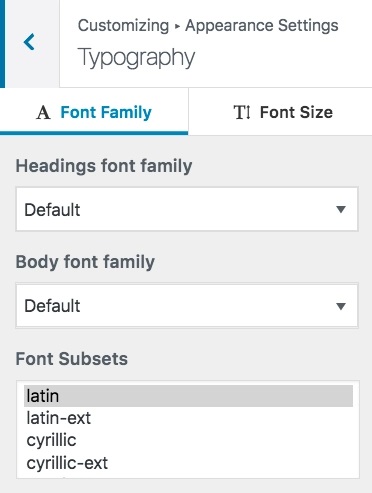customizer typography