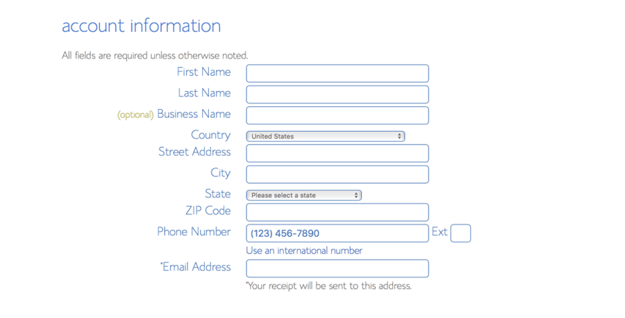 Configuring Bluehost with WordPress: account information