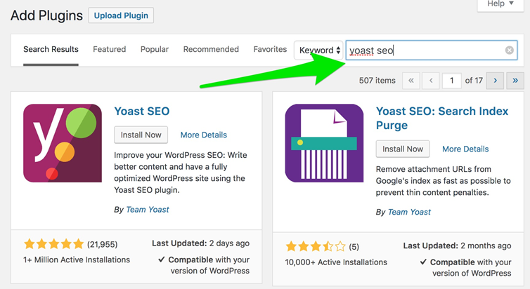 Configure YOAST for SEO optimization: Install Plugin