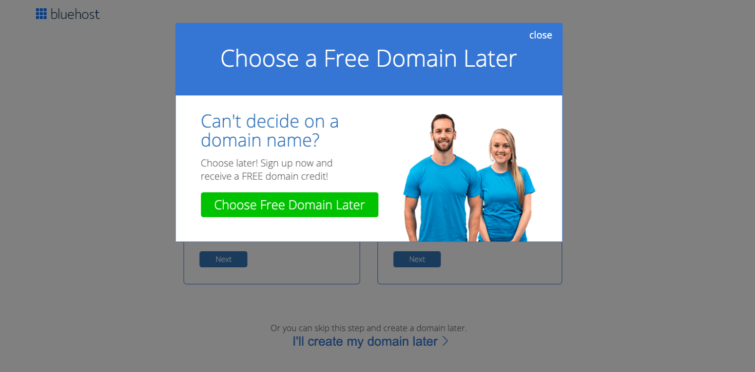 Bluehost - Choose Blog Domain