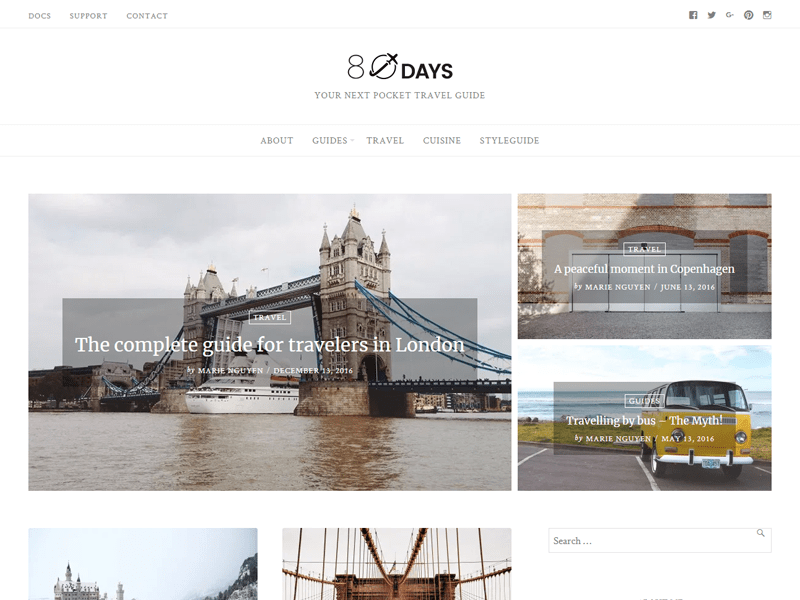 EightyDays best wordpress theme for travel blogs