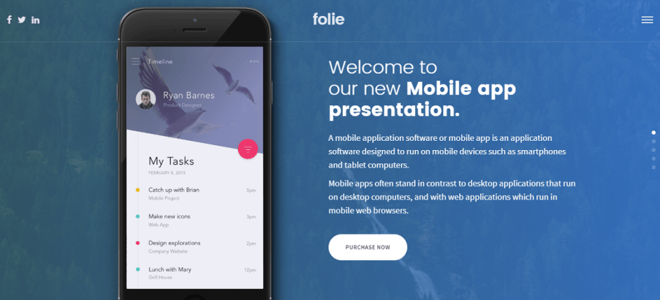 Folie parallax scrolling wordpress theme