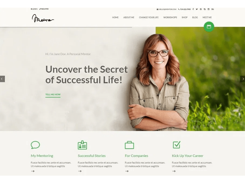 Mentor wordpress theme for motivational speakers