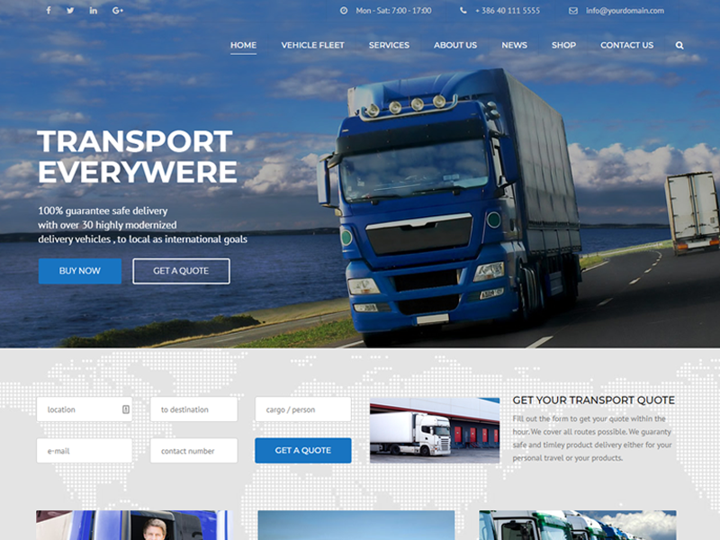 Logistic Cargo Trucking - Tema WordPress