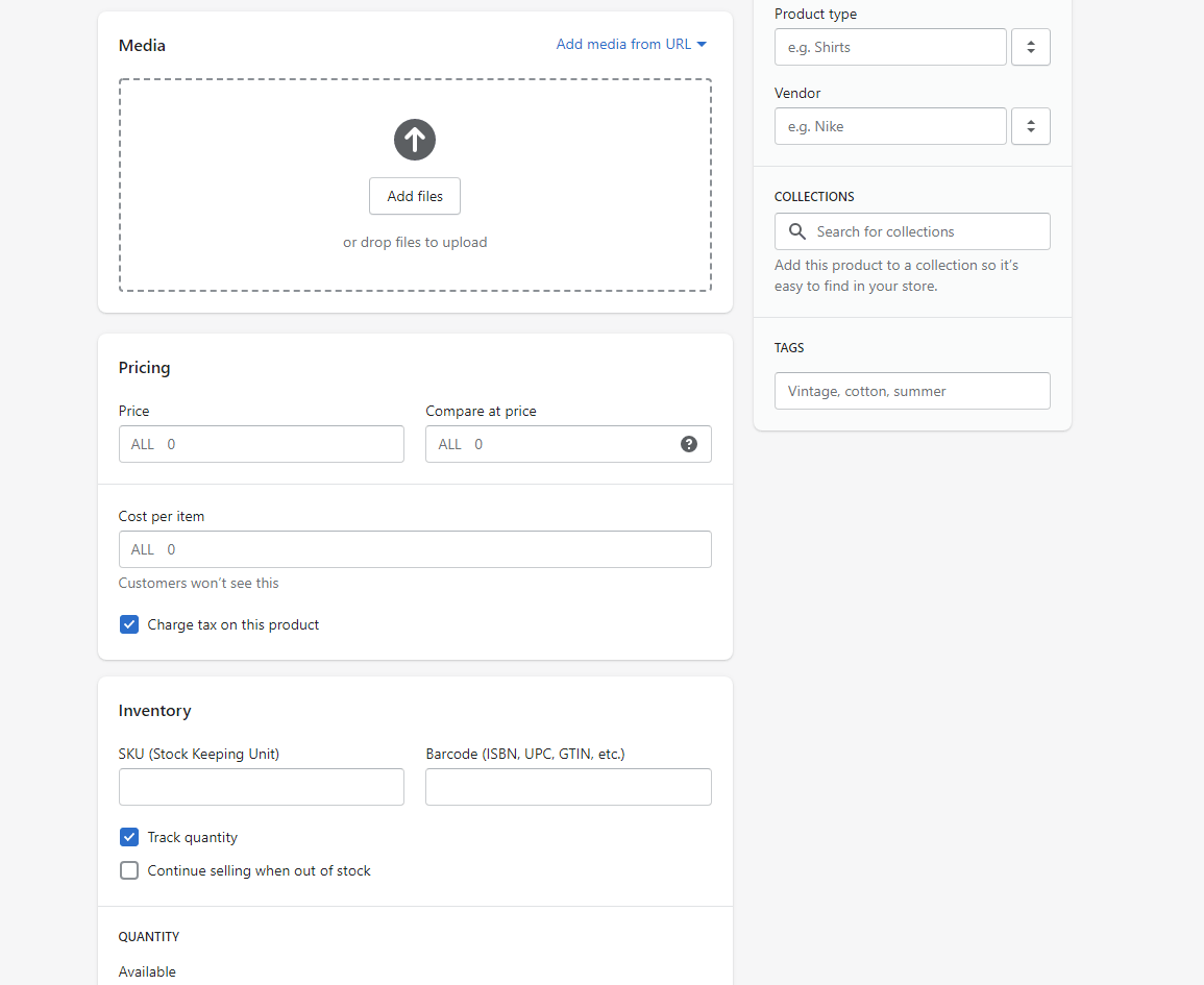 shopify add categories