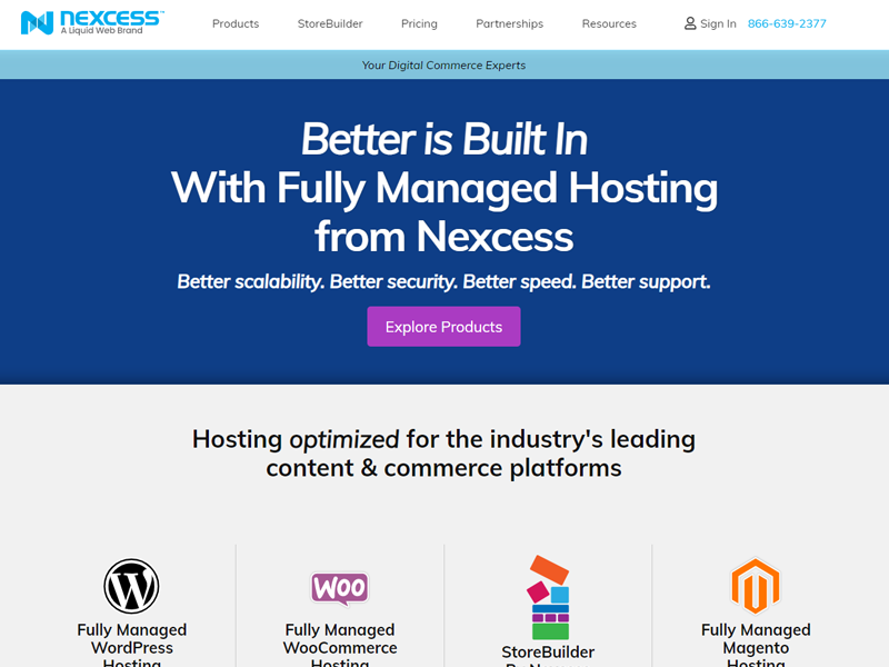 nexcess homepage