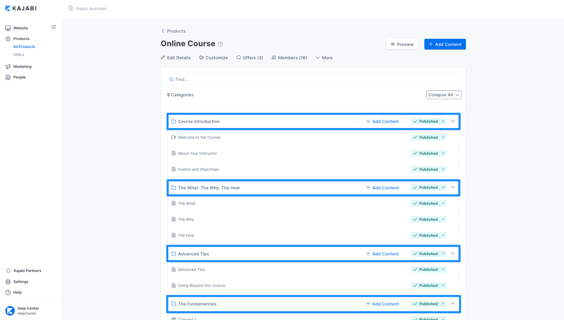 Kajabi course example