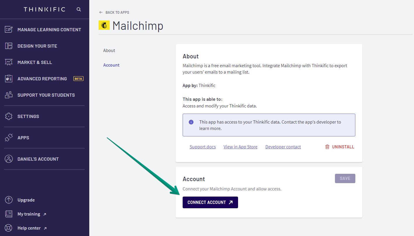 Thinkific Mailchimp integration