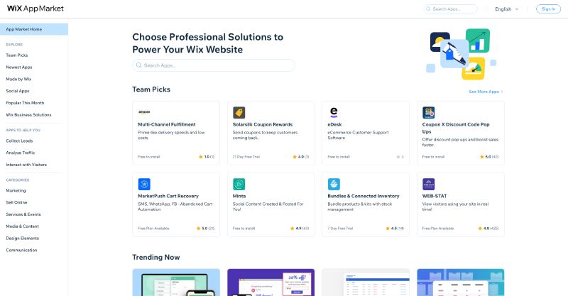 Wix App market