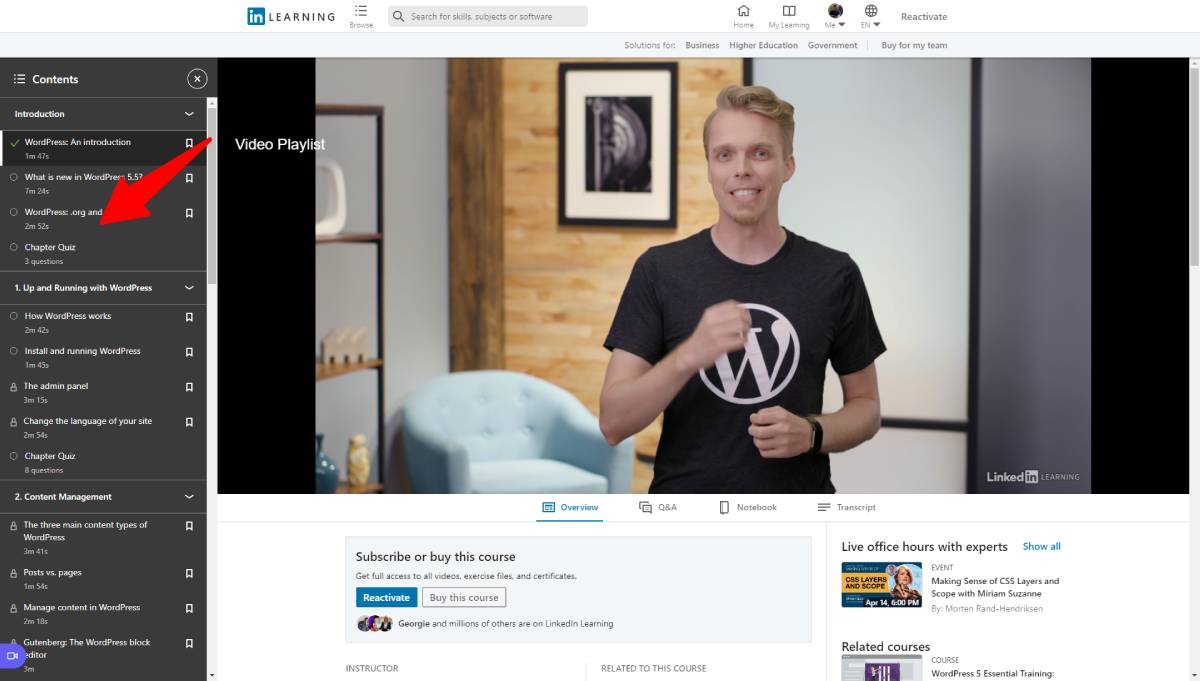 Free Wordpress Course