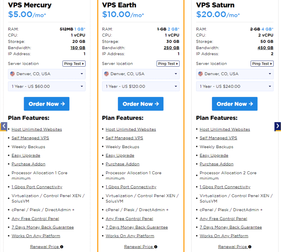 Accuwebhosting VPS pricing