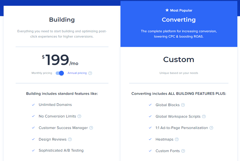 Instapage Pricing