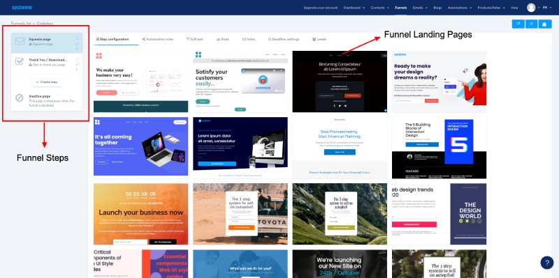 Sales funnel builder Systeme.io