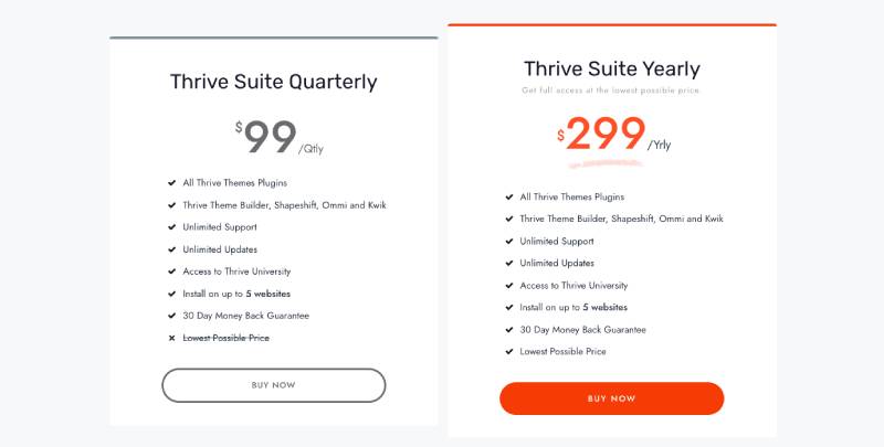 Thrive Suite pricing
