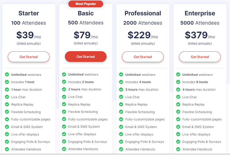 WebinarJam Pricing