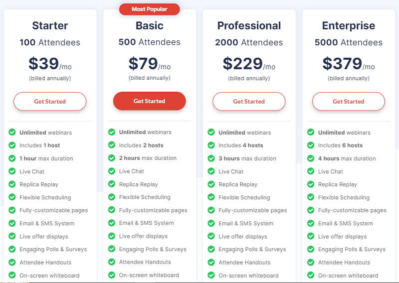 WebinarJam Pricing