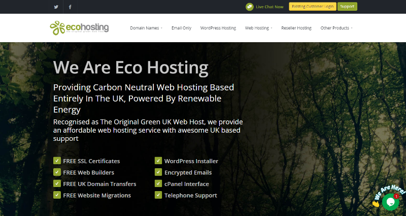 ecohosting homepage
