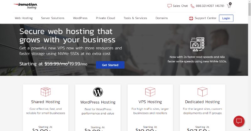 inmotion hosting screenshot