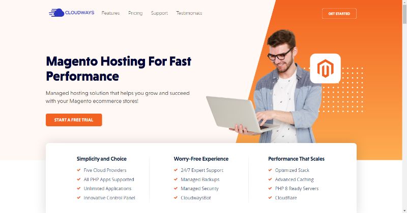 cloudways magento2 hosting page