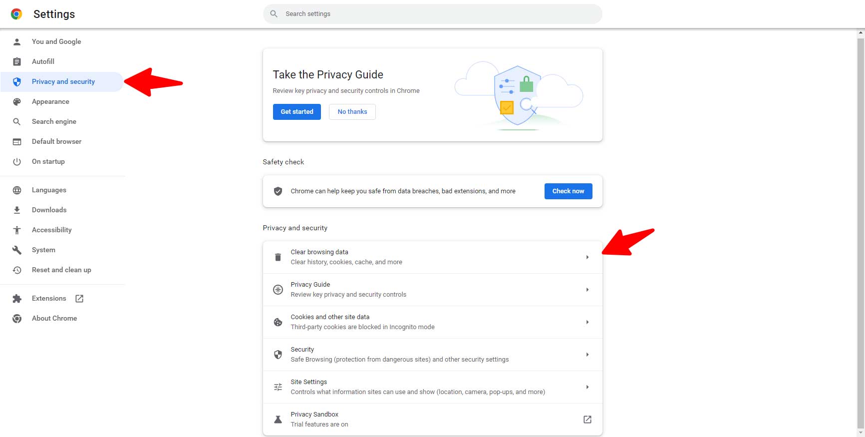 clear cache and cookies chrome