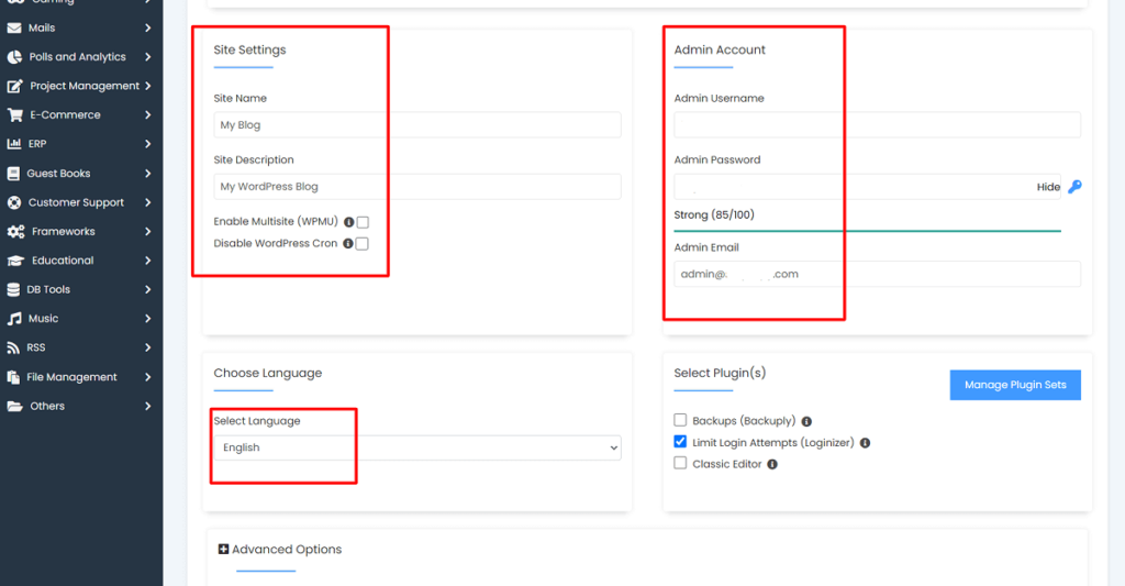 configure WordPress settings