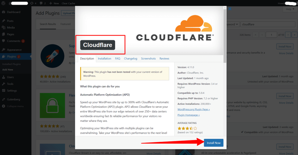 cloudflare install plugin