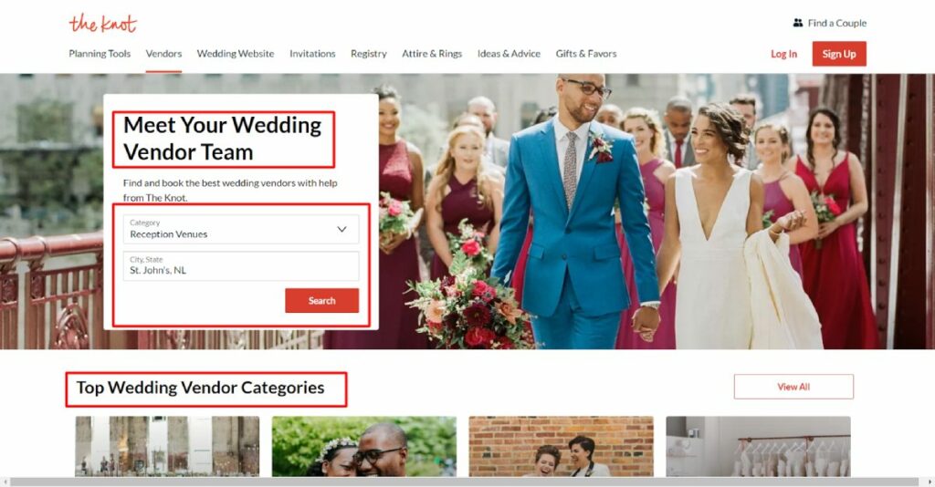 Wedding shop vendor websites