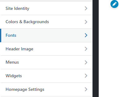 fonts customizer settings