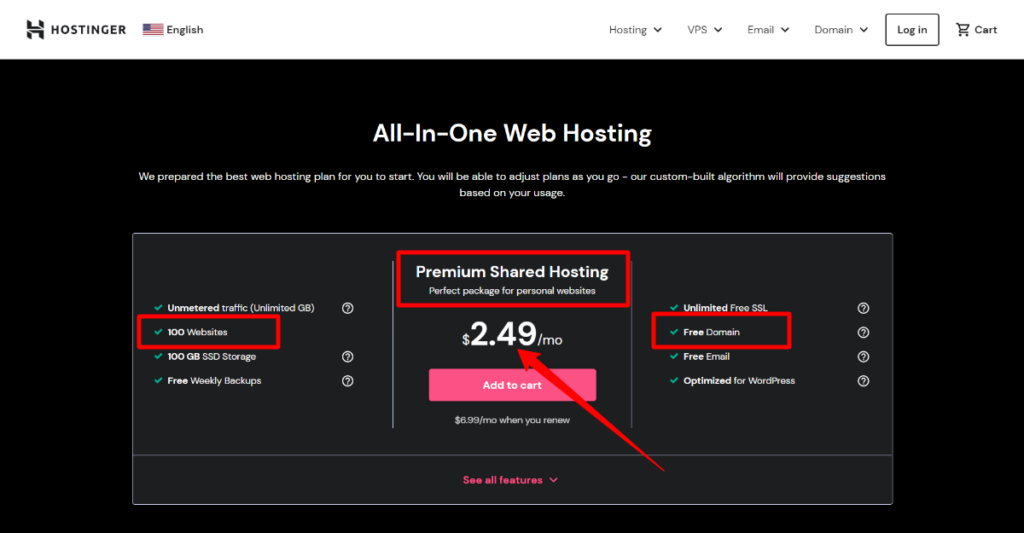 Hostinger pricing