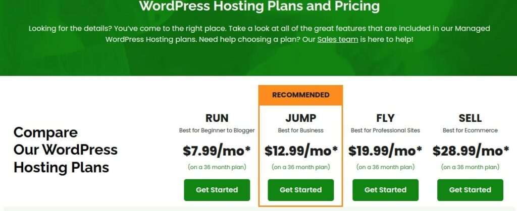 wordpress managed hosting pricing
