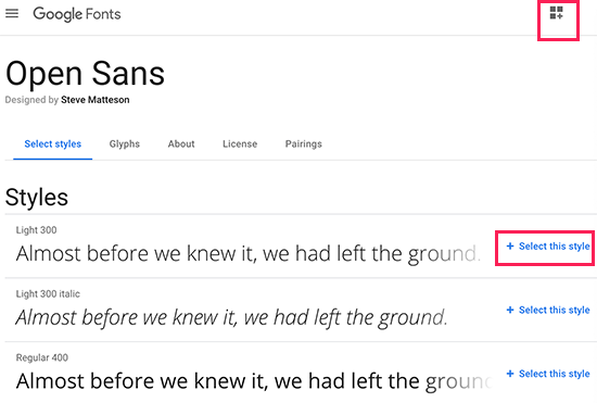 google font library