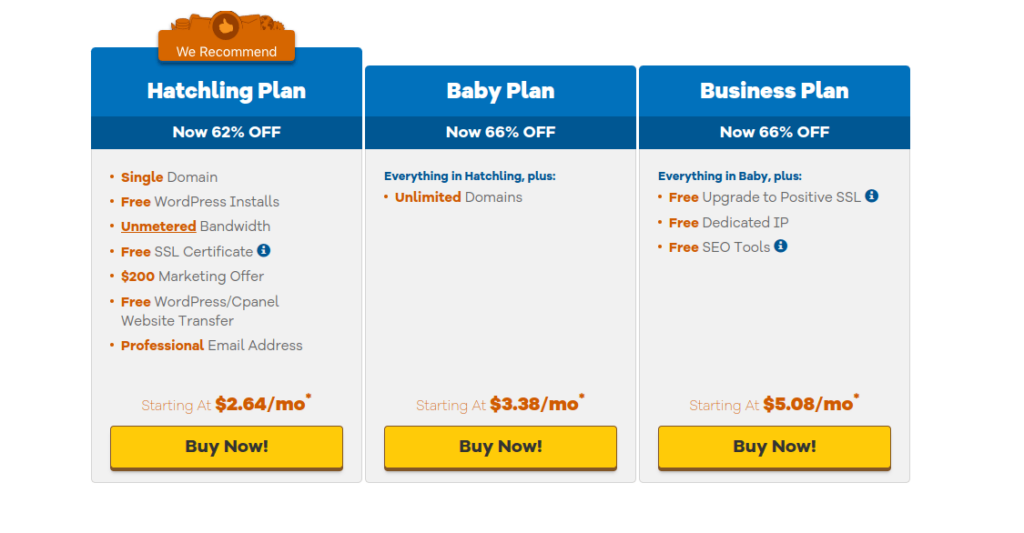 hostgator pricing