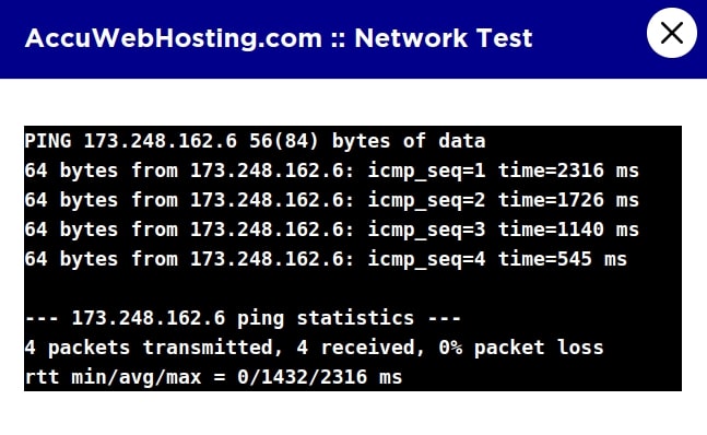 accuwebhosting server response time