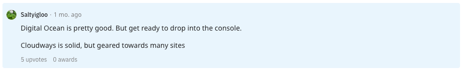 cloudways reddit comment