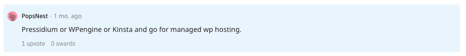 wp engine reddit comment as managed wp hosting